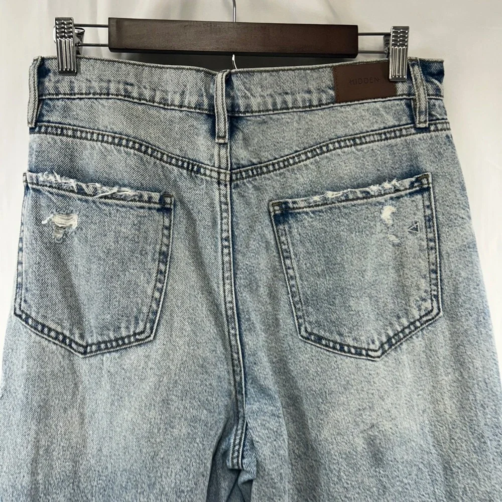 Hidden Jeans Wide Leg Women‎ 29 Light Blue Distressed Raw Hem HD9109D-M
